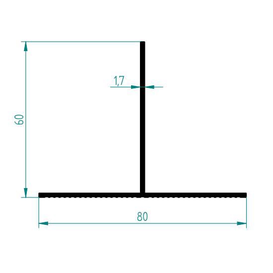 2522 - 80 x 60 x 1.7 TIRTIKLI T PROFİLİ