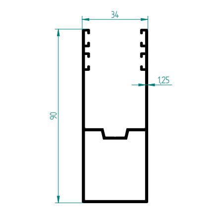 3029 - PANJUR YAN U PROFİLİ 90 X 34